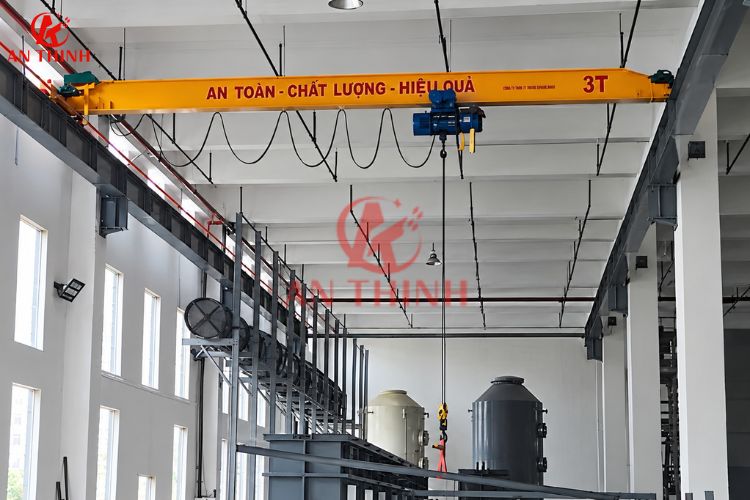 Pa lăng cáp điện và hệ thống móc cẩu của cầu trục dầm đơn 3T đạt tiêu chuẩn an toàn kỹ thuật